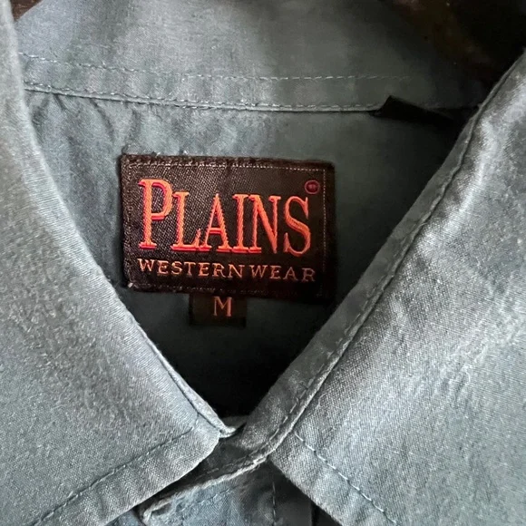 Men's Blue western snap button Dress Shirt - Picture 7 of 13